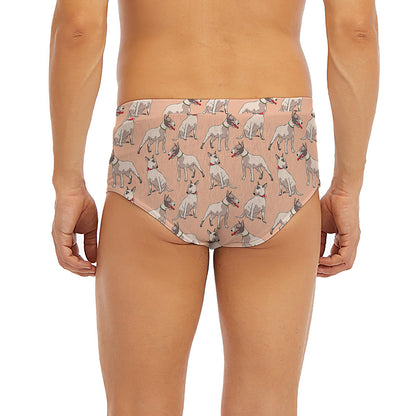Orange Bull Terrier Pattern Print Men's Briefs