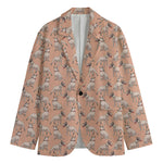 Orange Bull Terrier Pattern Print Men's Cotton Blazer