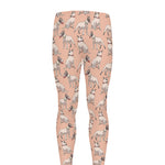 Orange Bull Terrier Pattern Print Men's leggings