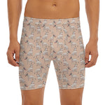 Orange Bull Terrier Pattern Print Men's Long Boxer Briefs