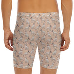 Orange Bull Terrier Pattern Print Men's Long Boxer Briefs
