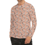 Orange Bull Terrier Pattern Print Men's Long Sleeve Rash Guard