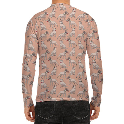 Orange Bull Terrier Pattern Print Men's Long Sleeve Rash Guard
