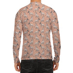 Orange Bull Terrier Pattern Print Men's Long Sleeve Rash Guard