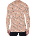 Orange Bull Terrier Pattern Print Men's Long Sleeve T-Shirt