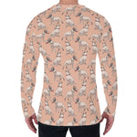 Orange Bull Terrier Pattern Print Men's Long Sleeve T-Shirt