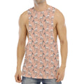 Orange Bull Terrier Pattern Print Men's Muscle Tank Top