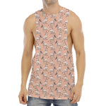 Orange Bull Terrier Pattern Print Men's Muscle Tank Top