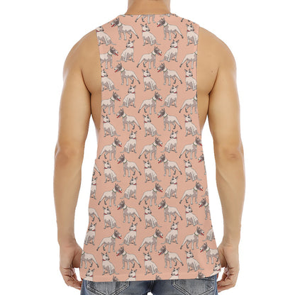 Orange Bull Terrier Pattern Print Men's Muscle Tank Top
