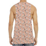 Orange Bull Terrier Pattern Print Men's Muscle Tank Top