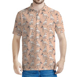 Orange Bull Terrier Pattern Print Men's Polo Shirt