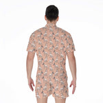 Orange Bull Terrier Pattern Print Men's Rompers