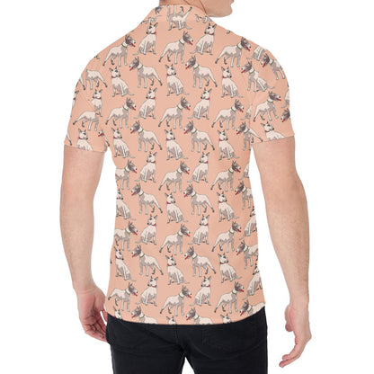 Orange Bull Terrier Pattern Print Men's Shirt