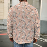 Orange Bull Terrier Pattern Print Men's Shirt Jacket