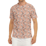 Orange Bull Terrier Pattern Print Men's Short Sleeve Rash Guard