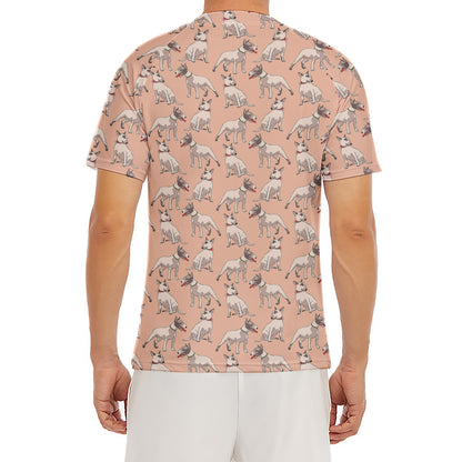 Orange Bull Terrier Pattern Print Men's Short Sleeve Rash Guard