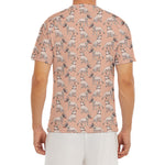 Orange Bull Terrier Pattern Print Men's Short Sleeve Rash Guard