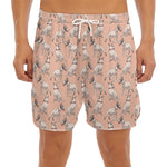 Orange Bull Terrier Pattern Print Men's Split Running Shorts
