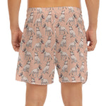 Orange Bull Terrier Pattern Print Men's Split Running Shorts