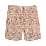 Orange Bull Terrier Pattern Print Men's Sports Shorts