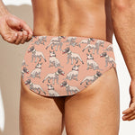 Orange Bull Terrier Pattern Print Men's Swim Briefs