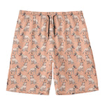 Orange Bull Terrier Pattern Print Men's Swim Trunks
