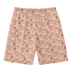 Orange Bull Terrier Pattern Print Men's Swim Trunks