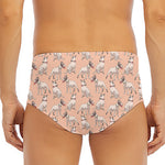 Orange Bull Terrier Pattern Print Men's Triangle Swim Briefs
