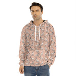 Orange Bull Terrier Pattern Print Men's Velvet Pullover Hoodie