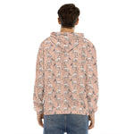 Orange Bull Terrier Pattern Print Men's Velvet Pullover Hoodie
