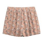 Orange Bull Terrier Pattern Print Mesh Shorts