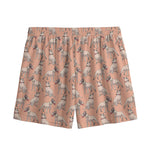 Orange Bull Terrier Pattern Print Mesh Shorts