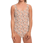 Orange Bull Terrier Pattern Print One Piece Swimsuit