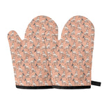 Orange Bull Terrier Pattern Print Oven Mitts
