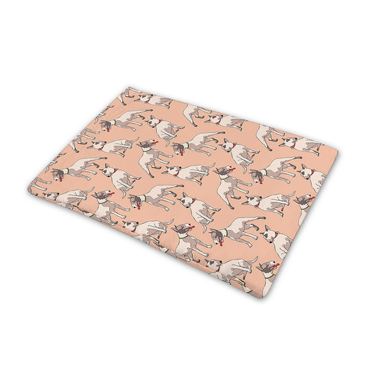 Orange Bull Terrier Pattern Print Pet Cooling Mat Cover