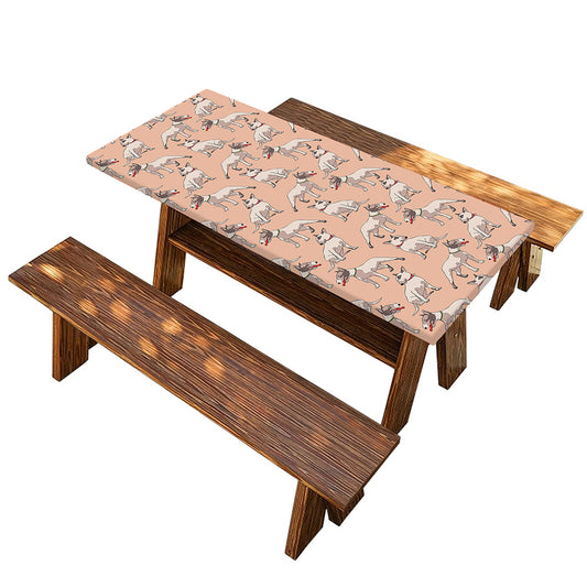 Orange Bull Terrier Pattern Print Picnic Table Cover