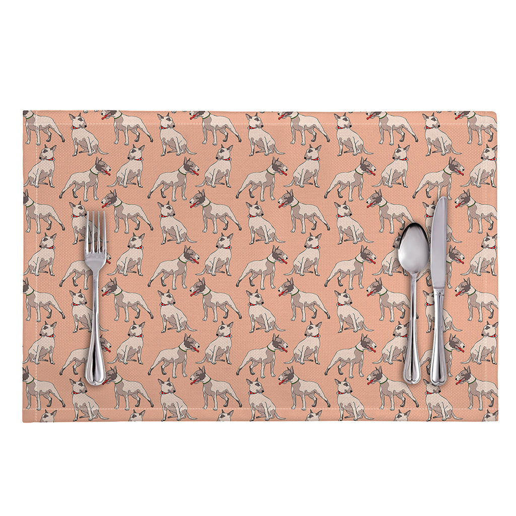 Orange Bull Terrier Pattern Print Placemat
