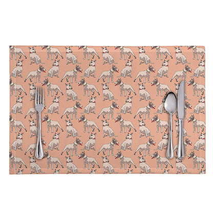 Orange Bull Terrier Pattern Print Placemat