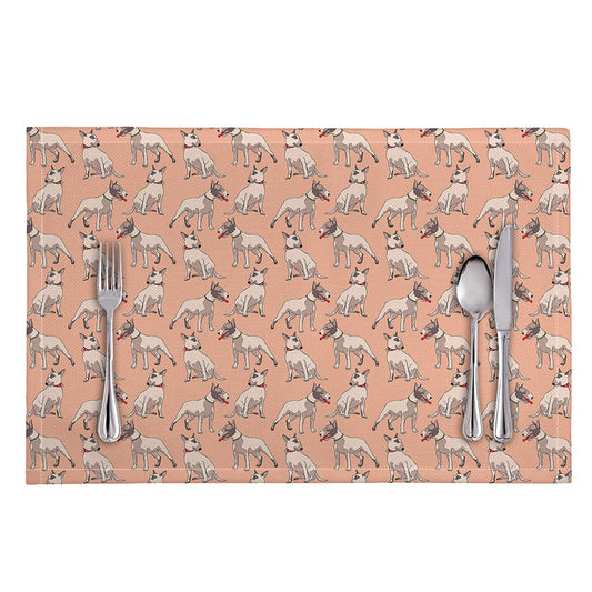 Orange Bull Terrier Pattern Print Placemat