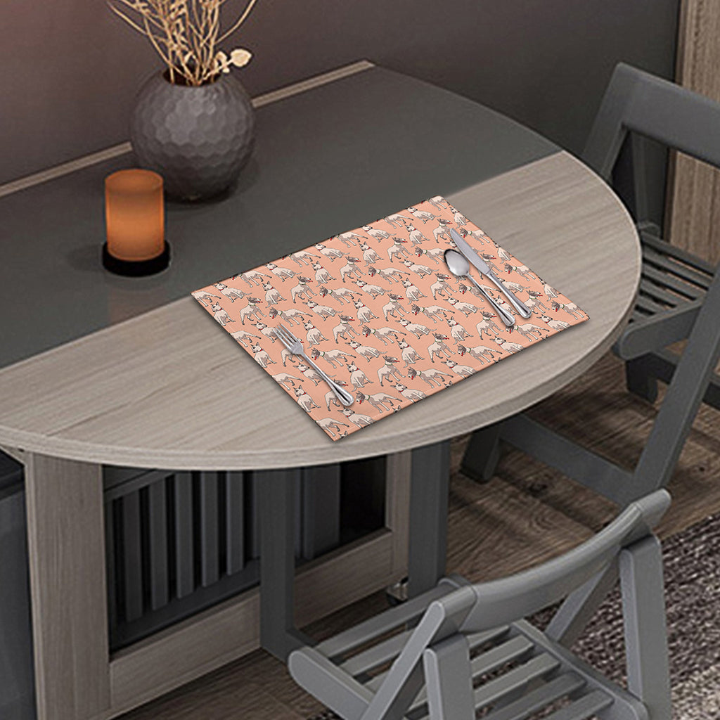 Orange Bull Terrier Pattern Print Placemat