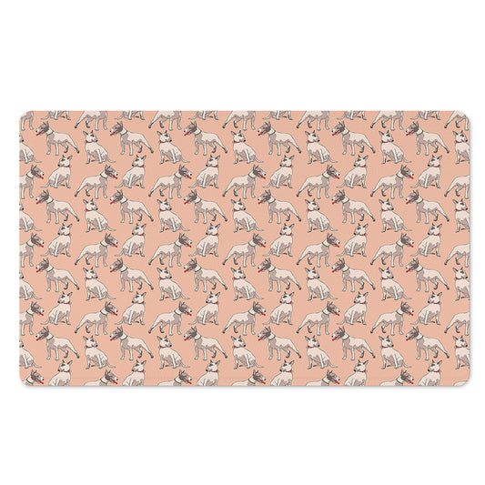 Orange Bull Terrier Pattern Print Polyester Doormat
