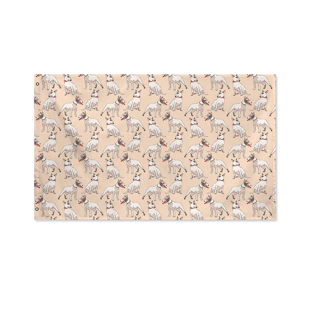 Orange Bull Terrier Pattern Print Polyester Flag