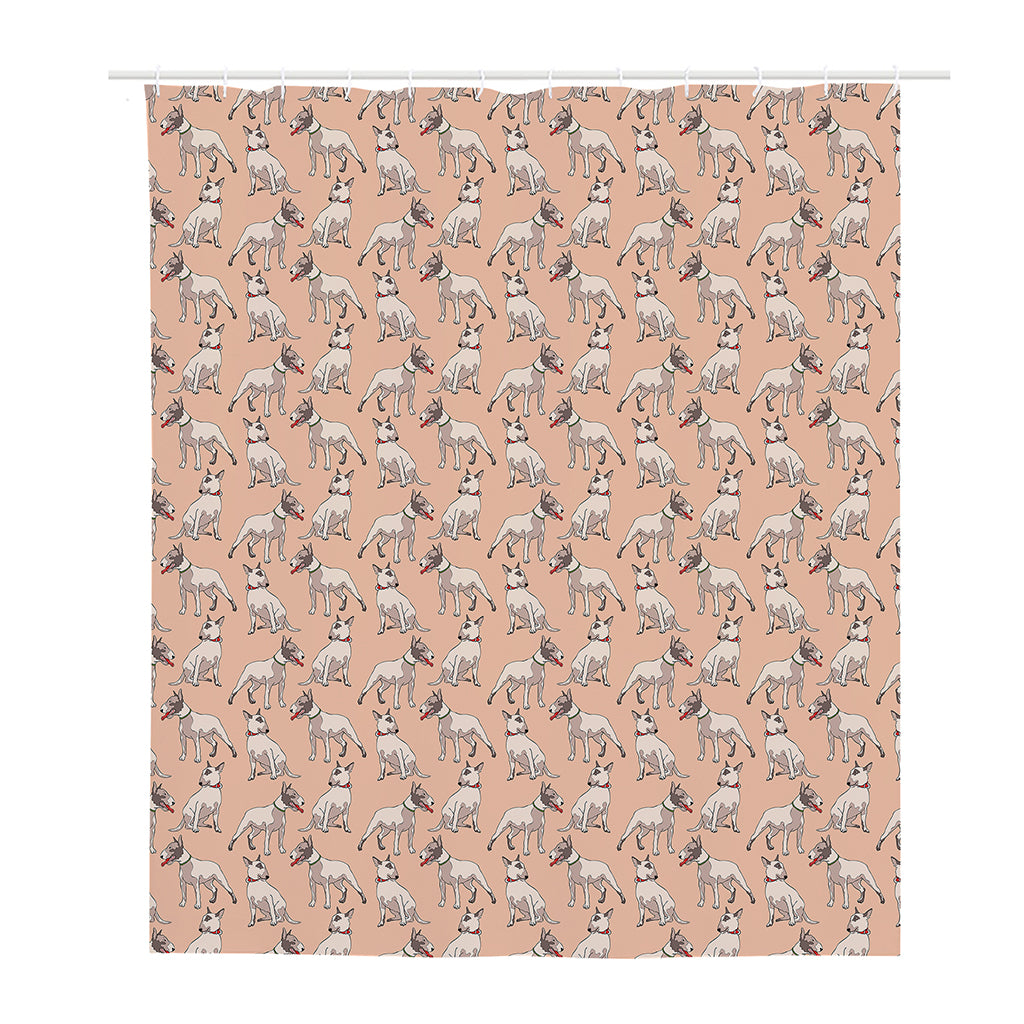 Orange Bull Terrier Pattern Print Polyester Shower Curtain