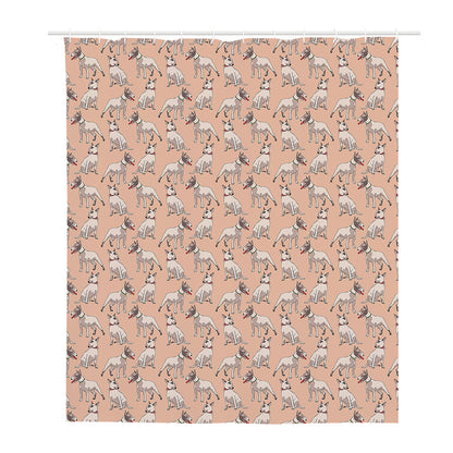 Orange Bull Terrier Pattern Print Polyester Shower Curtain