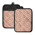Orange Bull Terrier Pattern Print Pot Holders With Pocket