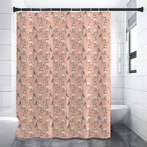 Orange Bull Terrier Pattern Print Premium Shower Curtain