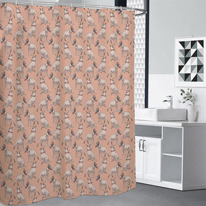 Orange Bull Terrier Pattern Print Premium Shower Curtain