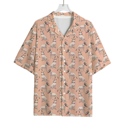 Orange Bull Terrier Pattern Print Rayon Hawaiian Shirt