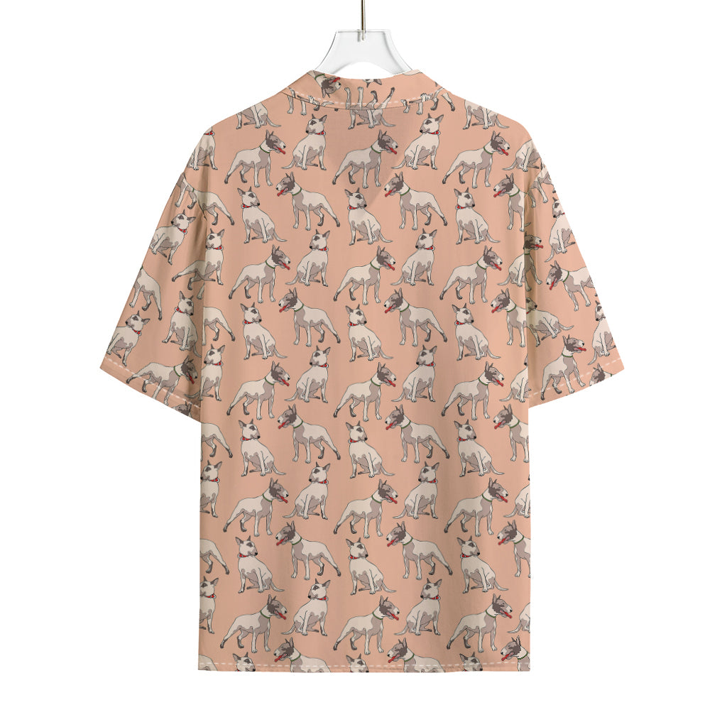 Orange Bull Terrier Pattern Print Rayon Hawaiian Shirt