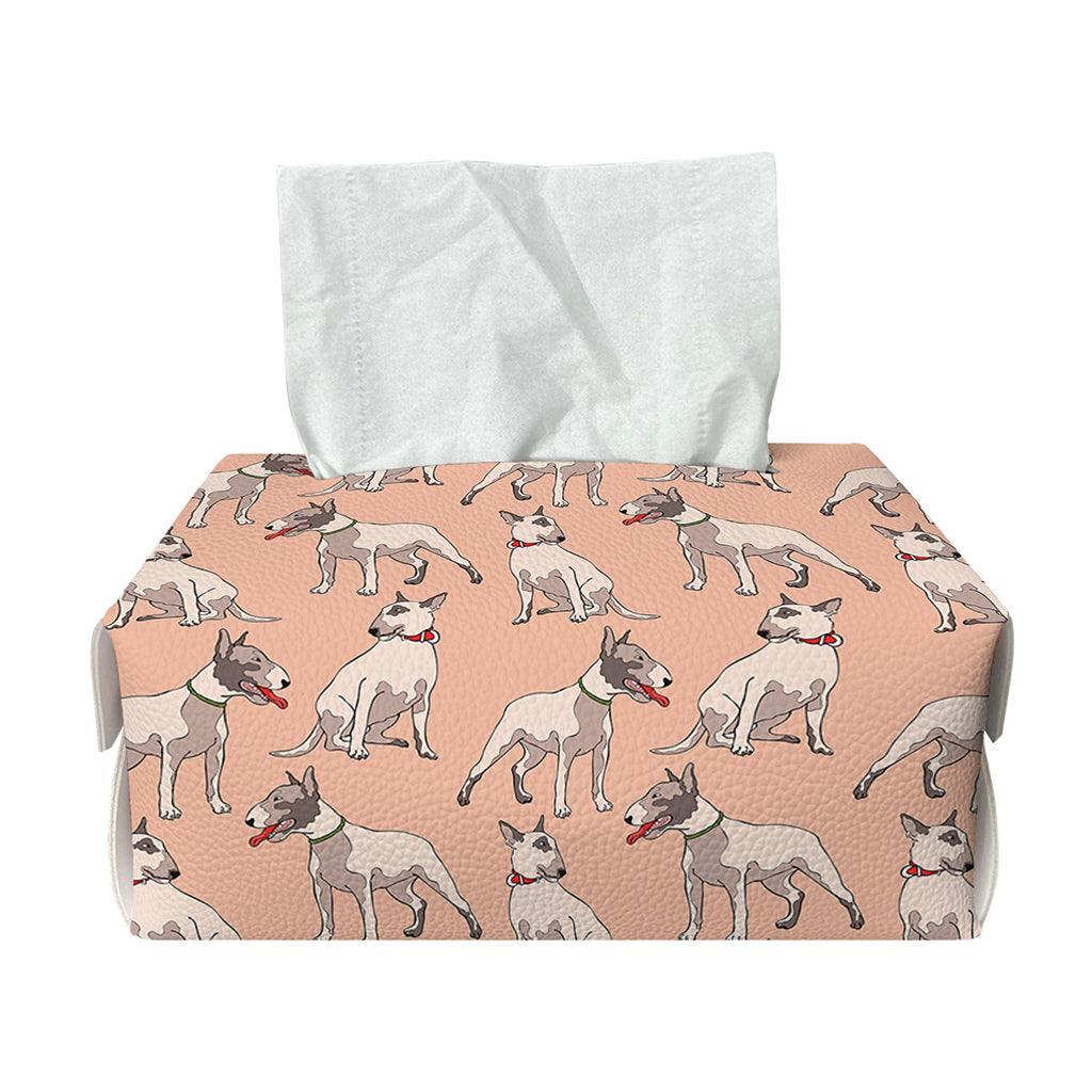 Orange Bull Terrier Pattern Print Rectangle Tissue Box Cover